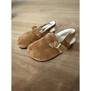 White Mountain Kids Shearling Clogs Brown Buckle Slip On Shoes Toddler Size 10M
